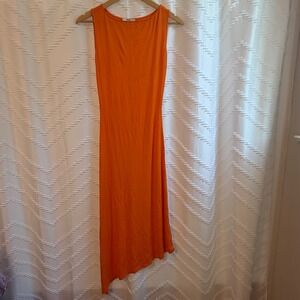 Khy Kylie Jenner Womens Orange Asymmetrical Handkerchief Hem Midi Dress Medium